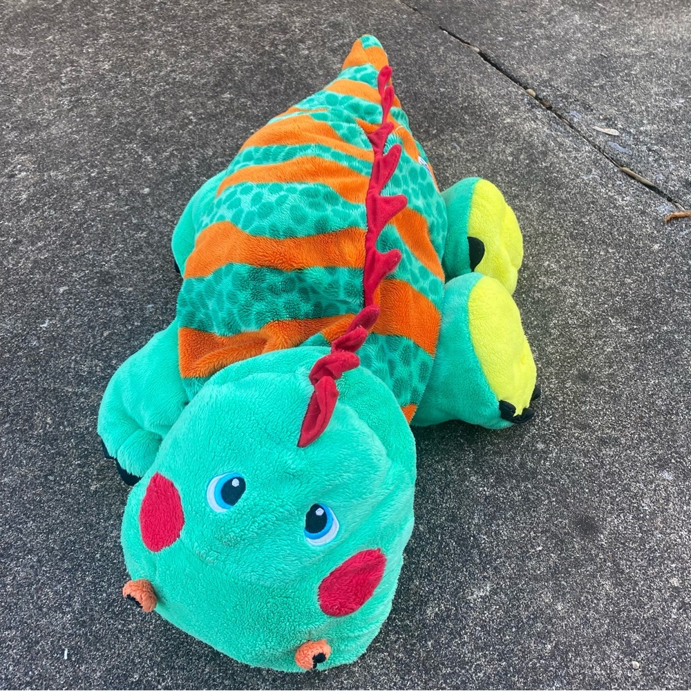 Stuffies Dragon Plush Green orange soft stuffed animal Lizard Storage For‎ Kids